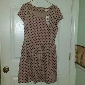 POLKA DOT BROWN AND NUDE FIT AND FLARE DRESS
