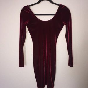 Burgundy American Apparel long sleeve mini dress
