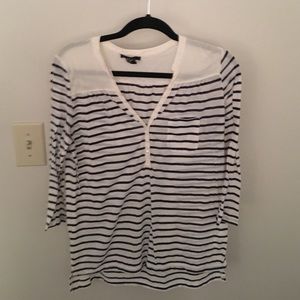 H&M cream and navy striped top, size S.