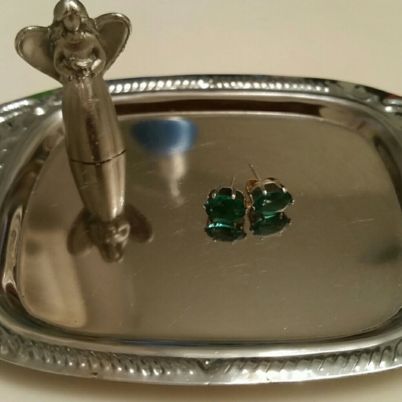 Emerald Stainless Steel Earring Studs