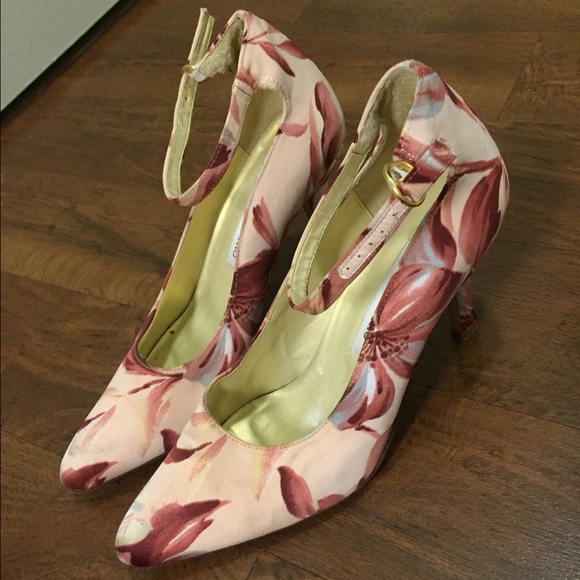 Ankle Strap Floral Heels