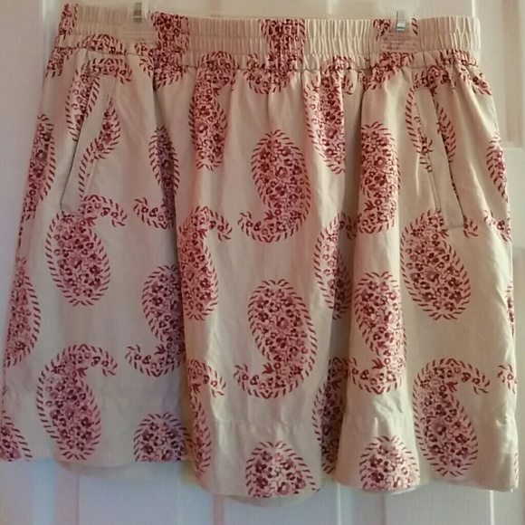 LOFT elastic waist skirt, linen and rayon