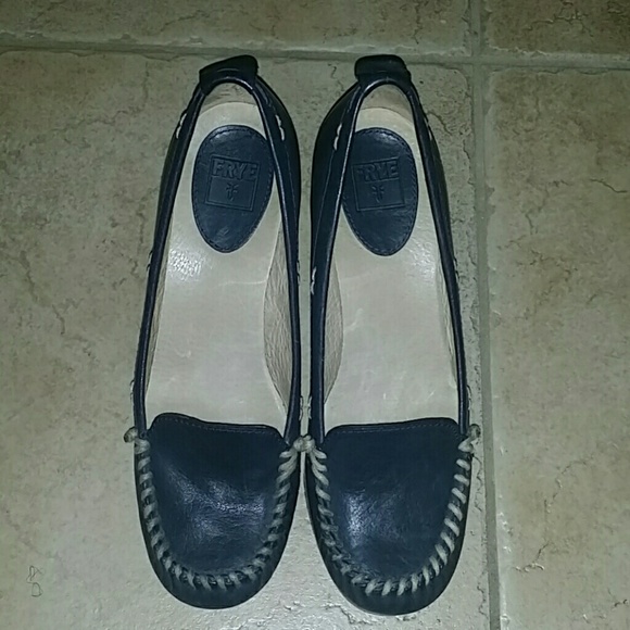 Frye Navy blue wedges