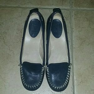 Frye Navy blue wedges