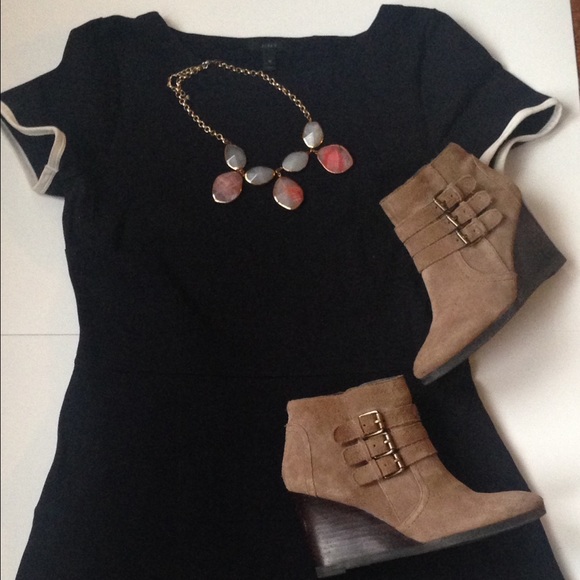 Navy Dress with white piping