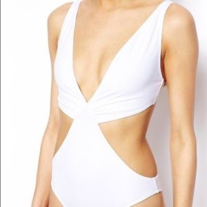 ASOS deep plunge cutout swimsuit one piece bikini