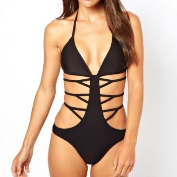 ASOS strappy cut out triangle swimsuit