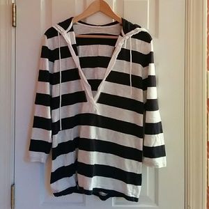 J. Crew navy and white striped shirt