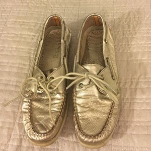 Sperry for J.Crew gold metallic topsiders