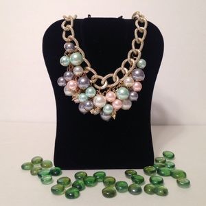 Mothers Day Pearl pastel chain statement necklace