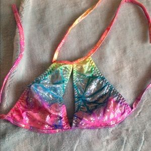 RESERVE rave Rainbow holographic key hole halter