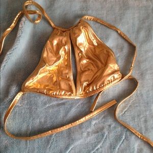 Gold rave keyhole halter