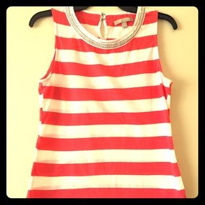 Striped Tank w/Metallic Detailed Neck