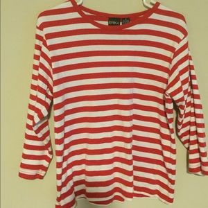 Striped mid sleeve top