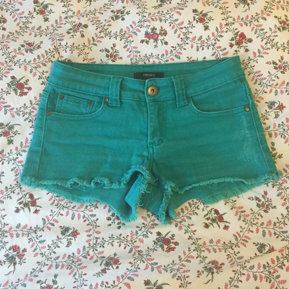 F21 teal shortie shorts☀️size 24