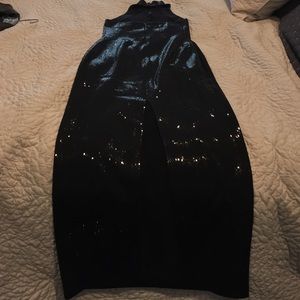 Black sequin evening dress
