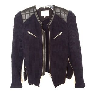 IRO Ceylona Leather Trimmed Waffle-Knit Jacket