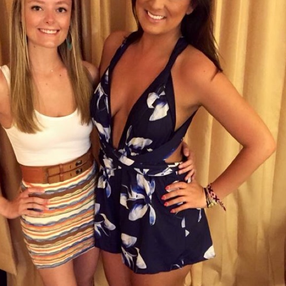 Navy Floral Hello Molly Wrap-Around Romper