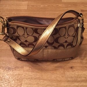 Small Coach gold and brown handbag