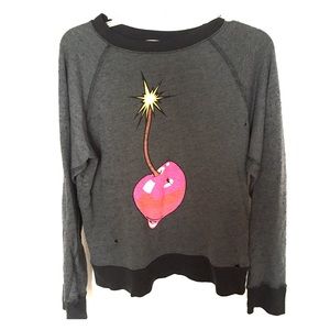 Wildfox cherry bomb sweater distressed