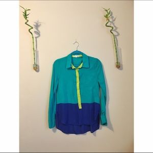 Tri-Colored Button Down Blouse