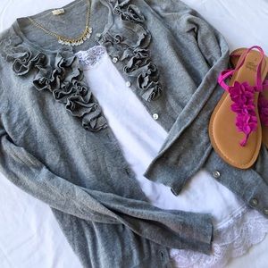 J. Crew ruffle cardigan