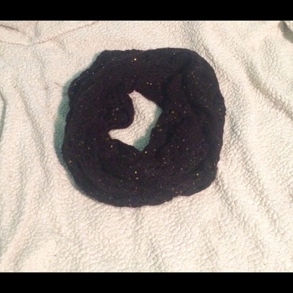 Black Knit Scarf with Gold Sparkles