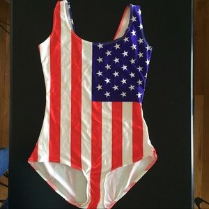 NEVER WORN!! One piece American Flag bathing suit