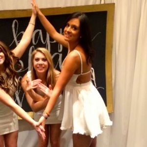 White Backless Ruffled Hem Dress