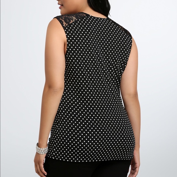 Torrid Polka Dot Front Lace Top - Picture 3 of 4