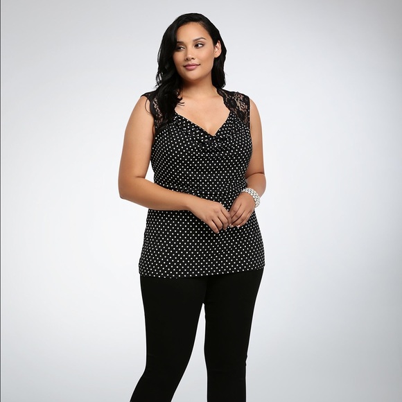 Torrid Polka Dot Front Lace Top - Picture 4 of 4