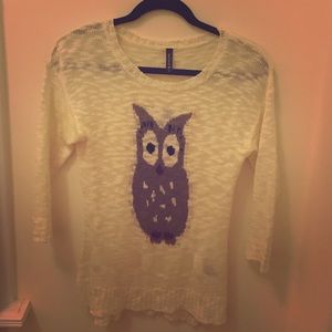 Owl quarter-sleeve knit sweater