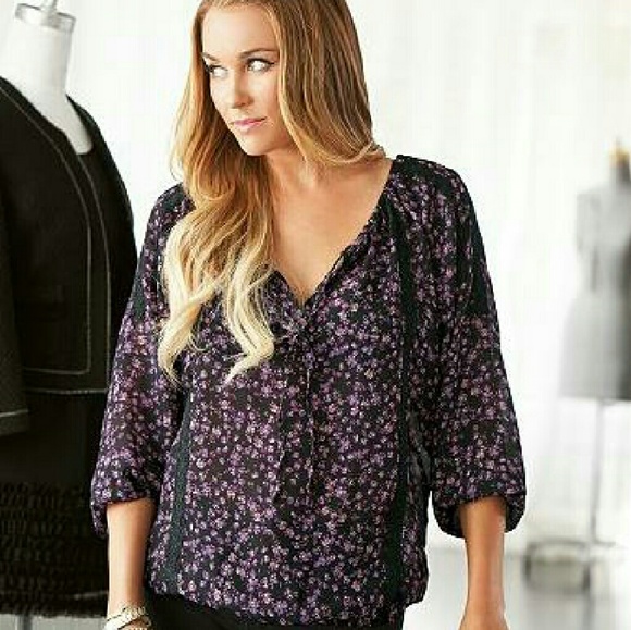 LC Lauren Conrad Paisley Chiffon Top