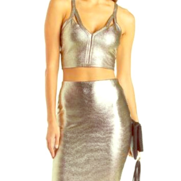 Gold shimmer crop top