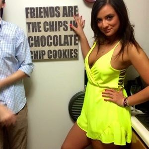 Neon Yellow Ruffled & Backless Romper