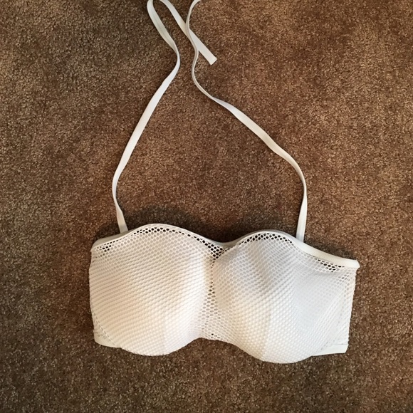 White mesh bandeau swim stop