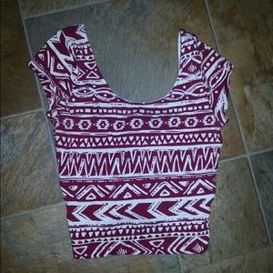 Red and white crop top