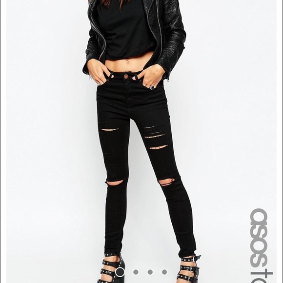 ASOS Skinny Jeans Black with Rips