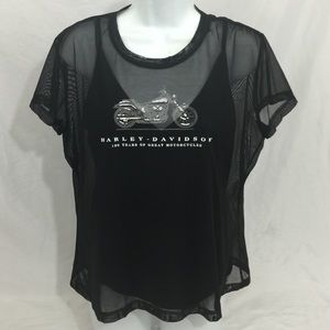 Black Tank Top with Mesh Overlay