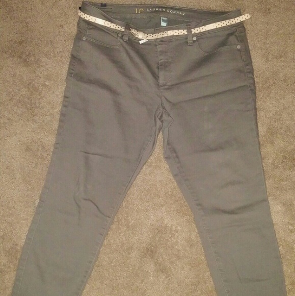 LC Lauren Conrad Olive Skinny Leg Stretch Jeans