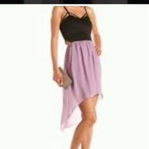 Lavender and black high low dress