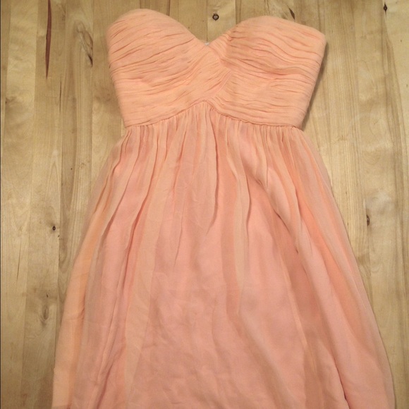 Strapless Peach Chiffon Dress