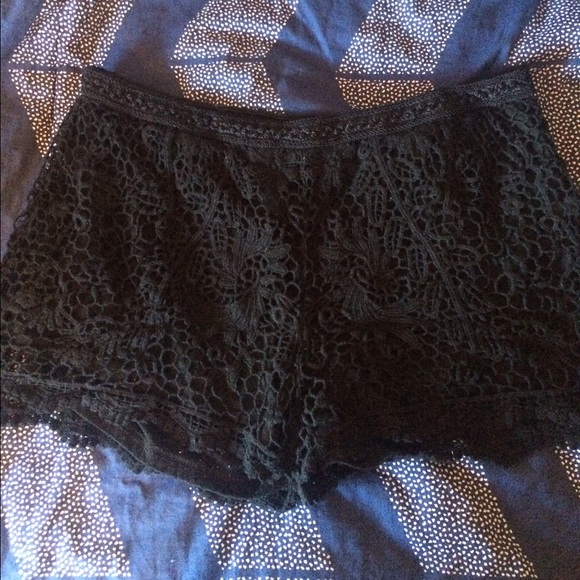 Black lace soft shorts