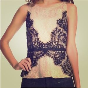 NWT Loft black and nude lace peplum tank