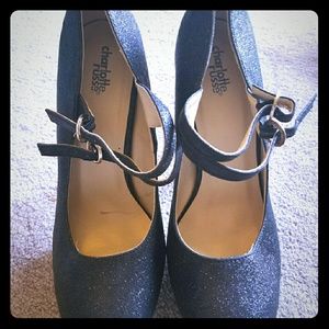 Charlotte Russe black glitter platform heels