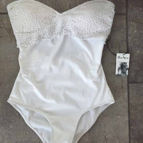 Free People Lisa Maree Crochet Swimsuit White S