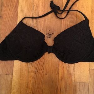 Black lace padded bikini top