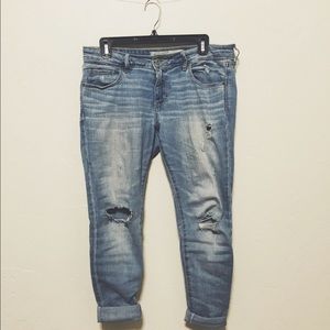A&F super skinny ripped light wash jeans
