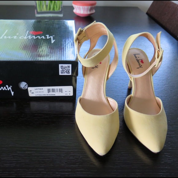 Luichiny Shoes - Luichiny Lawrence Ankle Strap Pump in Yellow Luichiny Shoes - Luichiny Lawrence Ankle Strap Pump in Yellow