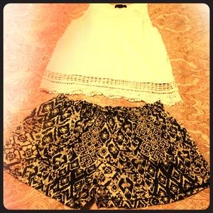 Black and white printed shorts.